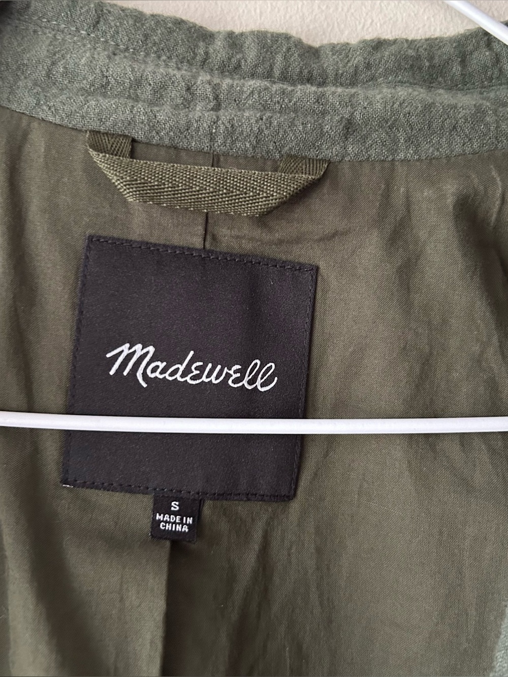Madewell The Drop-Shoulder Crop Blazer Jacket Cotton-Linen Foraged Green S - Picture 8 of 13